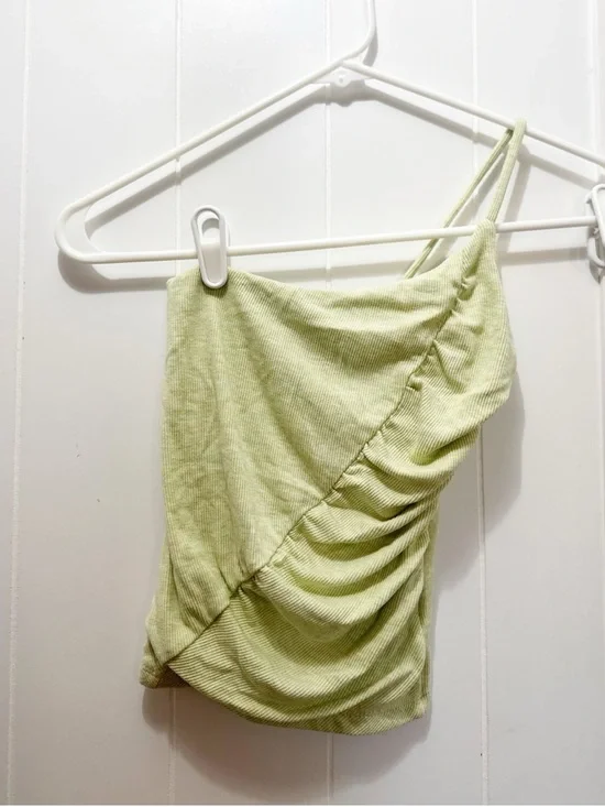 LNA clothing rafael one shoulder ribbed tank green size extra small - Picture 2 of 4
